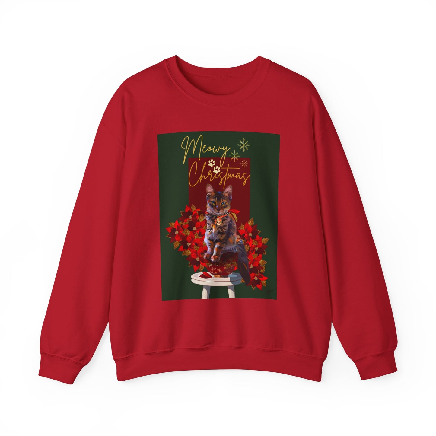 Meowy Christmas Kitten Art Unisex Heavy Blend™ Crewneck Sweatshirt