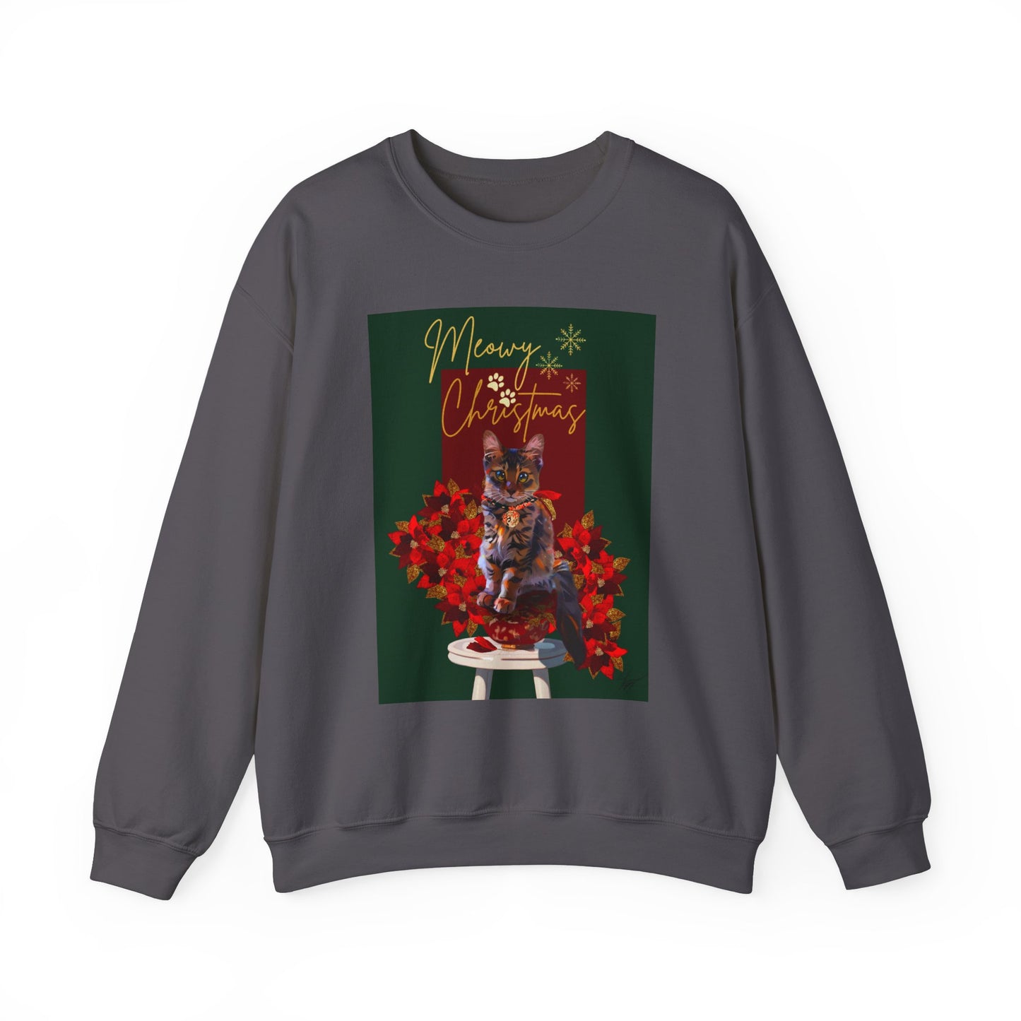 Meowy Christmas Kitten Art Unisex Heavy Blend™ Crewneck Sweatshirt