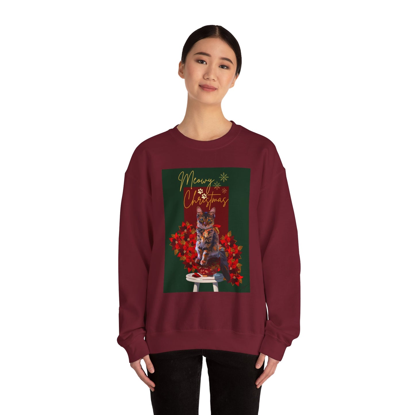 Meowy Christmas Kitten Art Unisex Heavy Blend™ Crewneck Sweatshirt