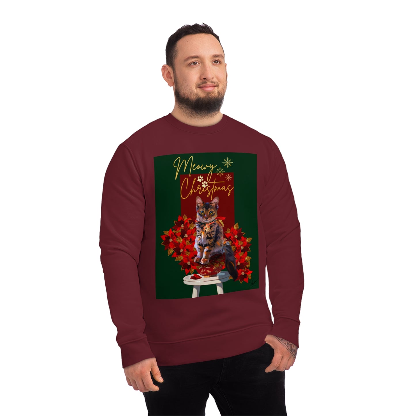 Meowy Christmas Kitten Art Unisex Changer Sweatshirt