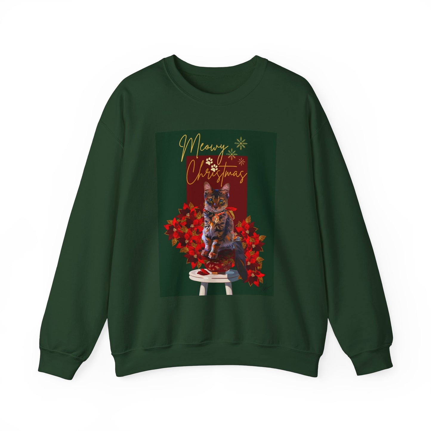 Meowy Christmas Kitten Art Unisex Heavy Blend™ Crewneck Sweatshirt